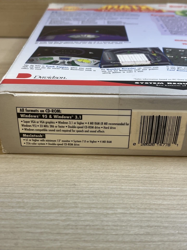 Davidson Math Blaster 1 For Windows 95 3.1 PC Game Teaching Vintage 1995 Sealed - Image 4 of 4