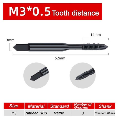 M2 M2.5 M3 M4 M6 M8 M10 M12-M24 Metric Tap and Die Set HSS Machine Thread Tap - Picture 38 of 50