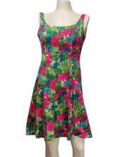 Kim Rogers Womens 6 Floral Sundress Cotton/Spandex Fit/Flare Summer Party