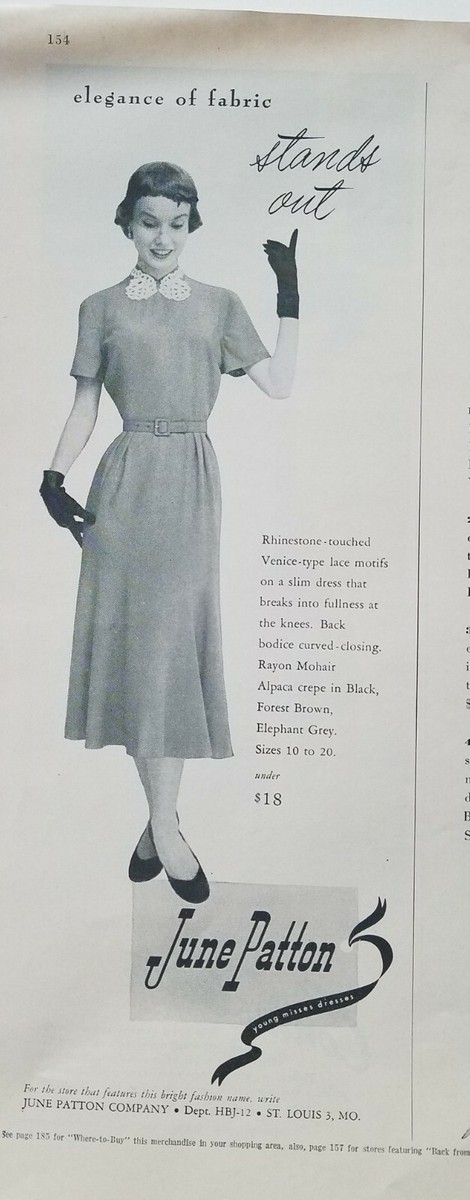1950 June Patton women's dress elegant of fabric vintage fashion ad | eBay