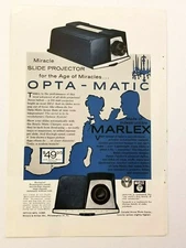 1958 Magazine Advertisement Page Opta-Vue Slide Projector Opta-Matic Vintage Ad