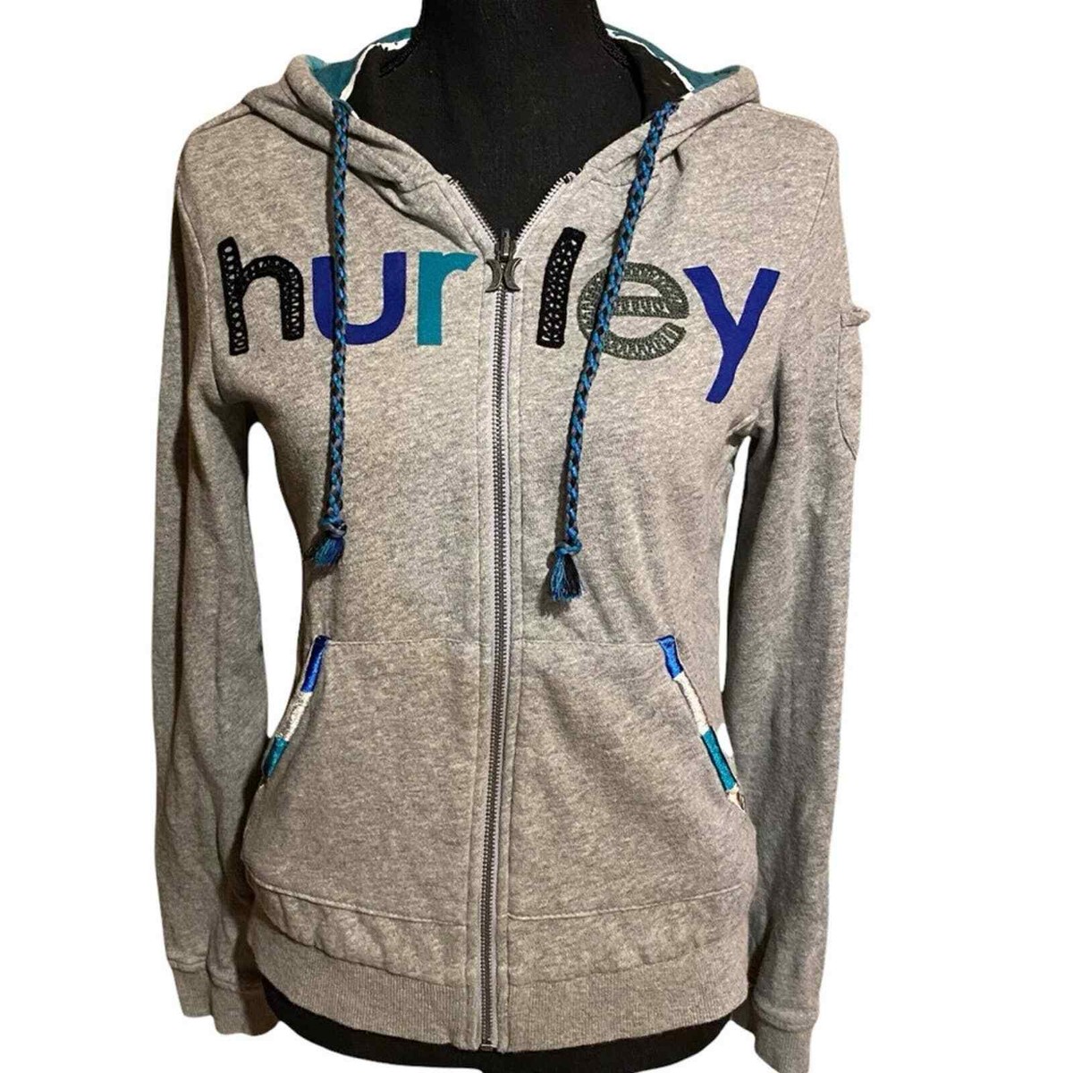 Hurley Full Zip Hoodie Reversible Sweatshirt XS | eBay