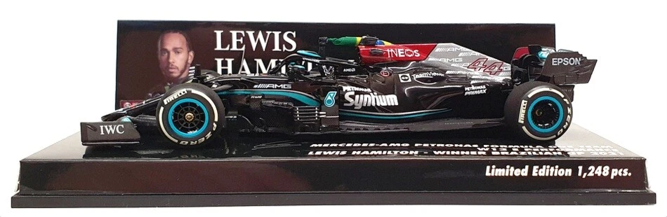 Minichamps 1/43 Scale 410 212044 - F1 Mercedes AMG 1st Brazil GP 2021 Hamilton - Image 3 of 4