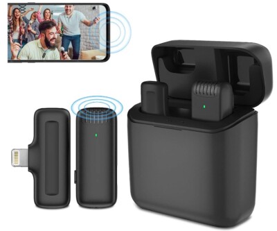 Wireless Lavalier Microphone For iPhone iPads Video Recording, Live Streaming US