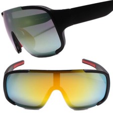 Futuristic Cyclops Space Club Rave Dj Party Sun Glasses Yellow Mirrored Lens