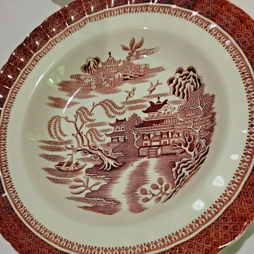 Set of 4 Vintage Copeland Spode MANDARIN Pink 8 3/4" Rimmed Soup Bowls - Picture 3 of 6