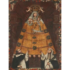 Painting Anonymous Cusco School Our Lady Of The Rosary 12X16 Framed Art Print