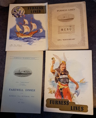 4 Furness Line R.M.S "Newfoundland" 1950s Dinner Menus - Picture 1 of 13