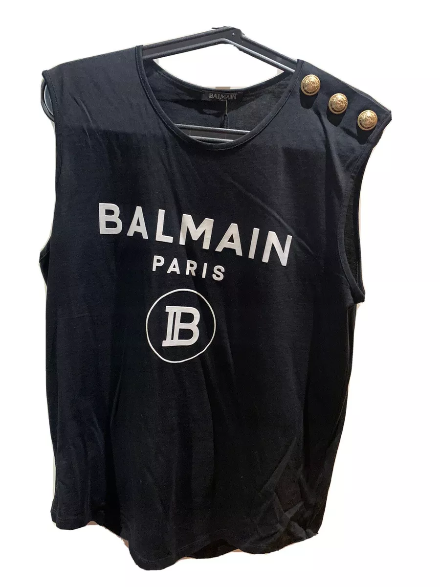Balmain White Embroidered Tank Top