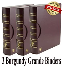 Lot of 3 Lighthouse Grande Binder + Slipcase Durable 3 Ring For Bill Stamp Coin