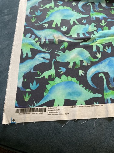 Dinosaur Fabric By Emery Smith Studios Watercolor Blues And Greens - 第 6/6 張圖片