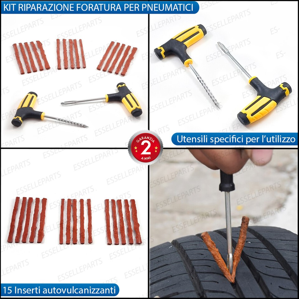10 STRISCE RICAMBIO KIT RIPARAZIONE FORATURA RIPARA GOMME PNEUMATICI TUBELESS 10 STRISCE RICAMBIO KIT RIPARAZIONE FORATURA RIPARA GOMME PNEUMATICI TUBELESS