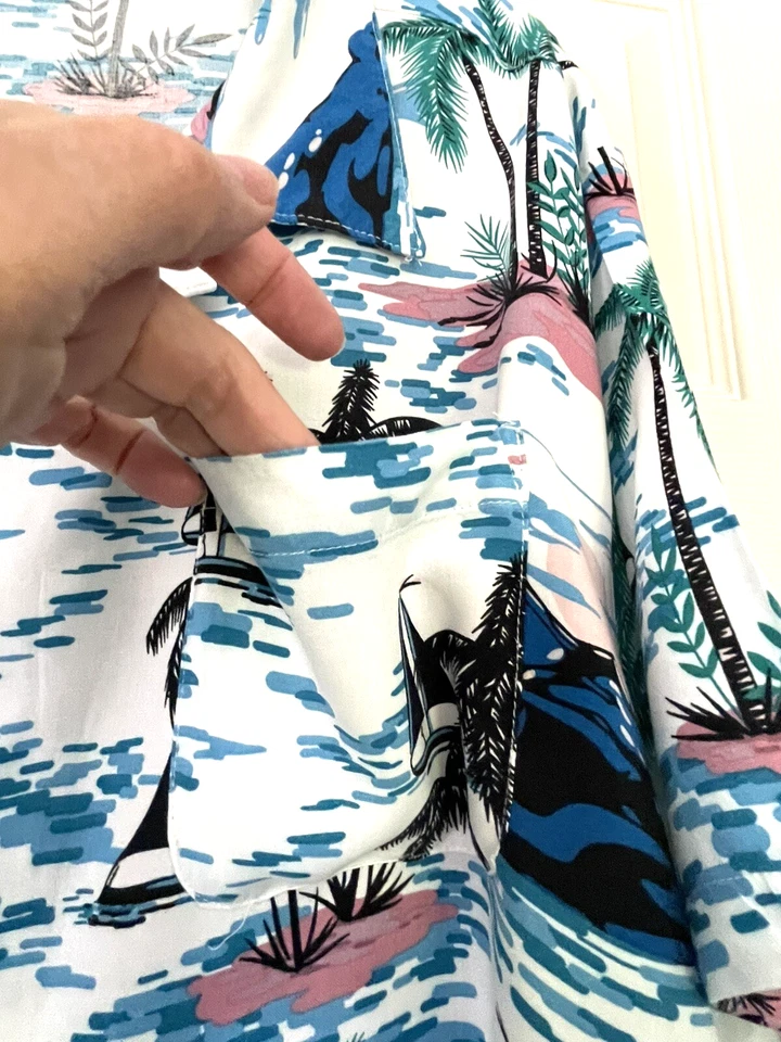 Camisa hawaiana Buffalo Outdoors para hombre talla 2XL 100 % rayón refrescante brisa playa sol Foto 3 de 4