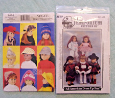 2 Sewing Patterns Doll Clothes Fits 18" American Girl DOLLS HATS COSTUMES UNCUT