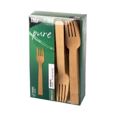 Papstar Gabeln aus Bambus ''pure'' 16,5 cm natur, umweltfreundlich und stabil