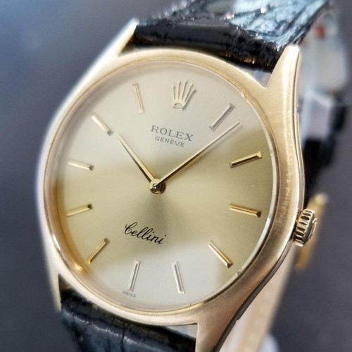 rolex 1975 cellini 18k solid gold vintage mens swiss watch