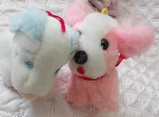 Vintage Dan Brechner PUPPY DOG Mini Plush Lot 2 Stuffed Animals BLUE & PINK