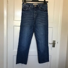 George Denim Straight Jeans Size 8 L25 Frayed Hem Pockets Cotton