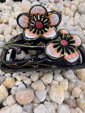Hand Painted Hair Clip - Two White Flowers