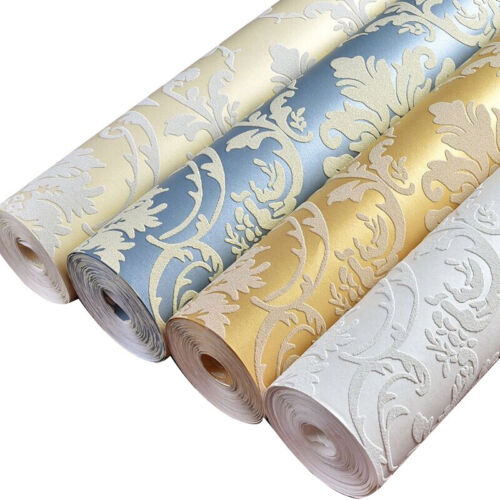 Waterproof 3D Embossed Wallpaper Sticker Roll Damascus PVC DIY Self-Adhesive New - Bild 1 von 16