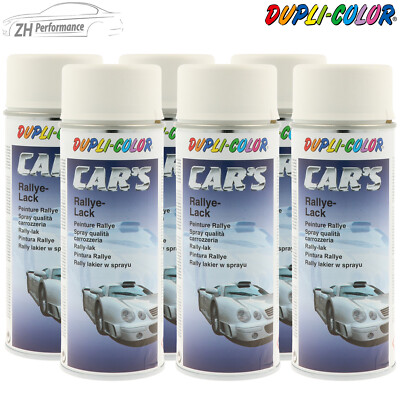 6x DUPLI COLOR CARS Rallye Lack Lackspray weiss weiß seidenmatt 400ml