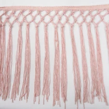 Perial Co Pink Chainette Knot Braided Fringe Trim Sold by the Yard 10in