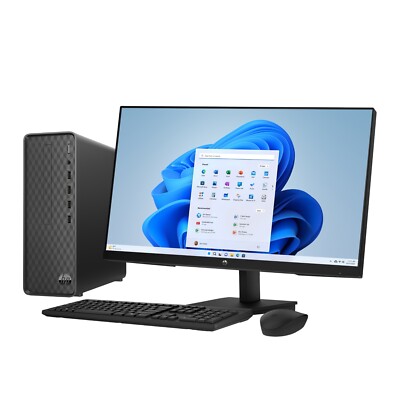 New HP S01 Slim Desktop PC & 27'' Monitor 12th Gen Core i3 4.30ghz 8GB 512GB SSD