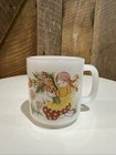 Vintage Glasbake Milk Glass Mug Girl With Flowers Life Is A Mystery To Be Lived…