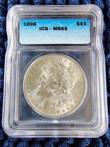 1898 Morgan Silver Dollar - Philadelphia - 90% Silver - ICG MS 65 - Nice Luster!