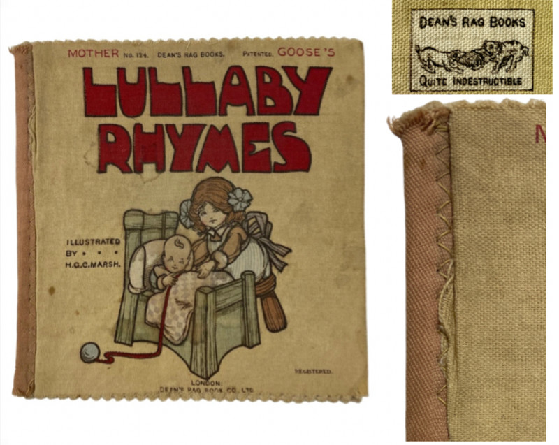 OBO🪿VERY RARE📖CLOTH BOOK•Dean's Rag Book No. 124 Mother Goose's LULLABY RHYMES
