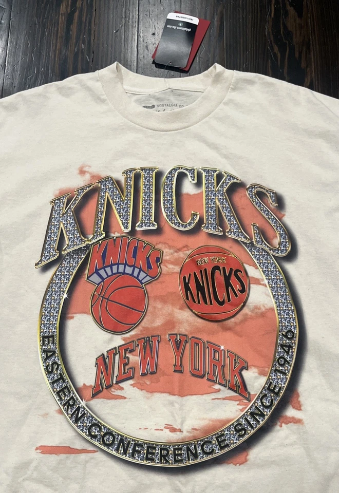 Mitchell Ness New York Knicks T Shirt Men’s XL Beige Cotton NEW - Image 2 of 4