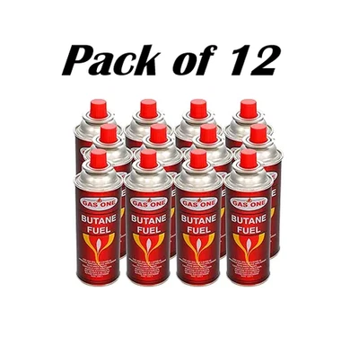 BRANDED 12 Butane Fuel GasOne Canisters for Portable Camping Stoves