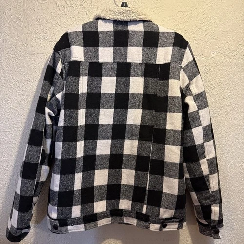 Distortion Unisex  Wool Flannel Jacket Size Small Plaid 2 Side Pocket NEW image 5