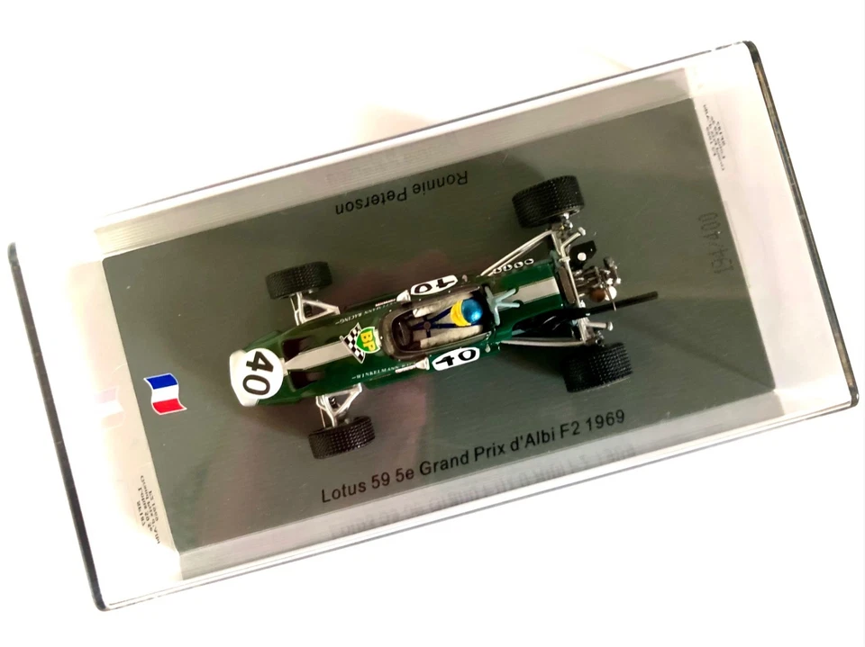F1 1/43 Spark SF187 Lotus 59 N°40 R.Peterson 5e Grand Prix D'Albi F2 1969, Used - Immagine 2 di 4