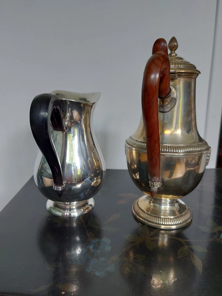 Cafetière et pot en métal argenté XX° - Photo 4/4