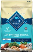 Blue Buffalo Life Protection Formula Adult Dry Dog Food- Fish Brown Rice, 30 Lb