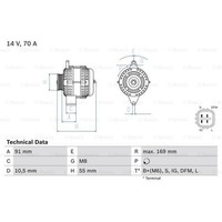 Bosch Generator Lichtmaschine 70A 14V FüR Suzuki Alto K10 Nissan Pixo