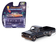 1972 CHEVROLET C10 PICKUP LOWRIDER BLACK 1/64 DIECAST BY GREENLIGHT 63080 D