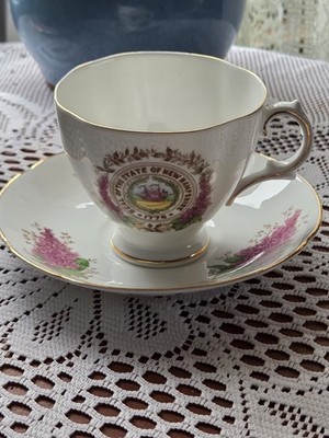 Vintage Royal Stuart Bone China Teacup And Saucer, Lilacs New Hampshire State...