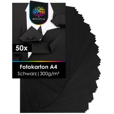 OfficeTree 50x Fotokarton A4 Schwarz 300g - Bastelpapier Schwarz - Tonkarton