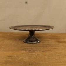 Vintage Silverplate Pedestal Cake Stand Footed Compote Ornate Engraved Top