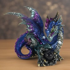 8.25W Blue Dragon Guarding Crystal Figurine O...