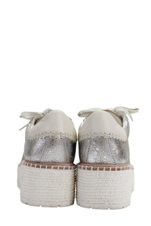 Dolce Vita Women's Lace Up Round Toe Leather Platform Sneakers Silver Size 7.5 - Image 3 of 4