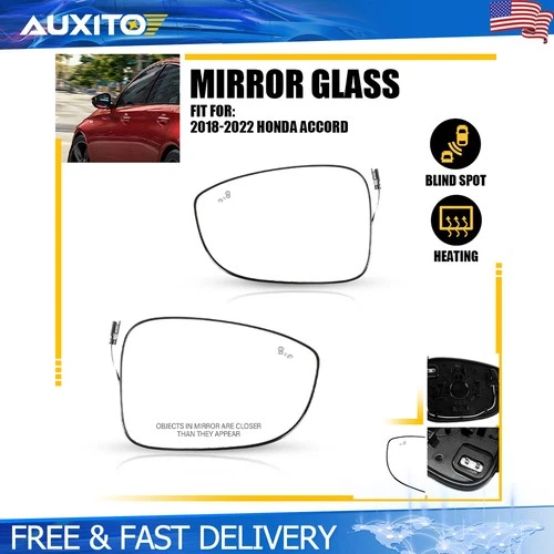For Honda Accord 2018-2022 Pair Heated Blind Spot Side View Mirror Glass Lens
