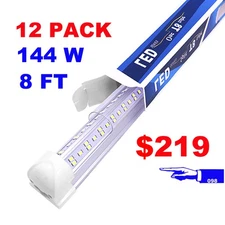 8Ft 144Watt LED Garage Lights  Integrated 8FT LED Shop Light 12Pack Bulb 18000LM