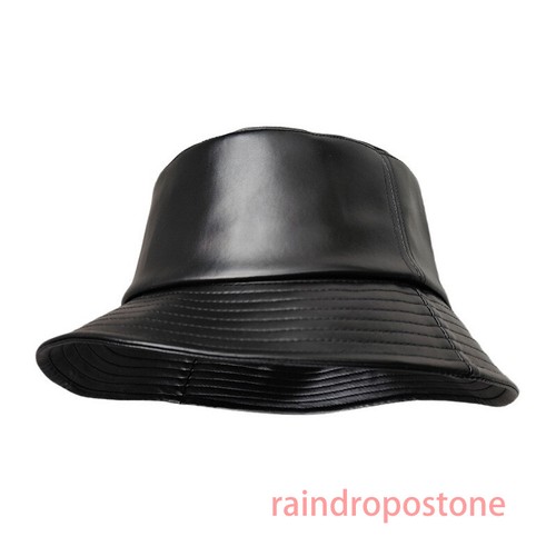 Men Faux Leather Bucket Hat Wide Brim Casual Fisherman Cap Waterproof Retro Soft - Picture 10 of 13