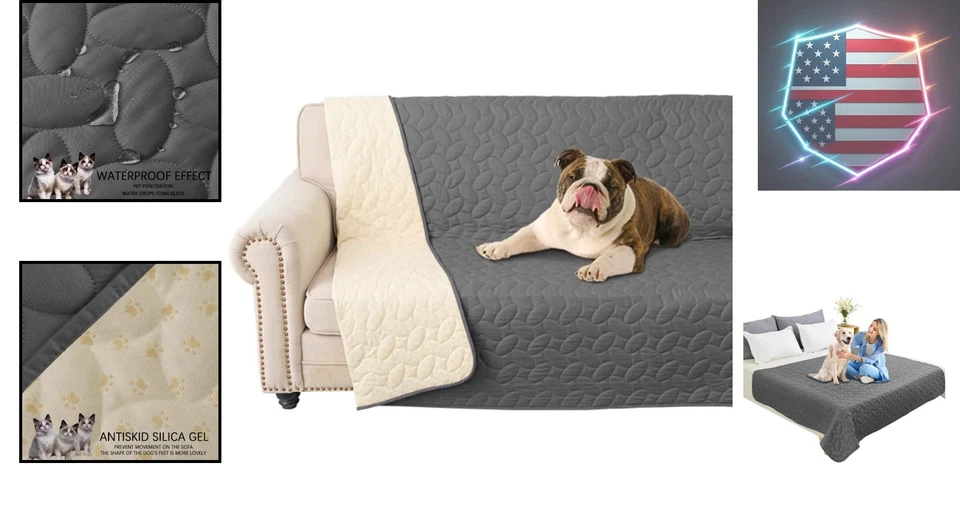 Funda de cama de microfibra pesada para mascotas, tiro impermeable para sofá - 52x82 pulgadas Foto 2 de 4