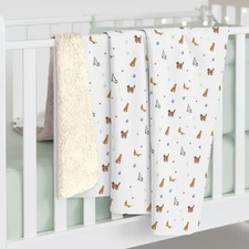 Cute Dog Pattern Sherpa Fleece Blanket Pet Lover Gift