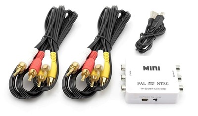 NTSC to PAL Converter Box Bi-Directional TV Converter with 2 Sets of RCA Cables