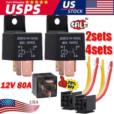 2/4 sets Car Relay 12V 80A SPST 4-pin Heavy Duty Relay Car DC Normal Open Relay